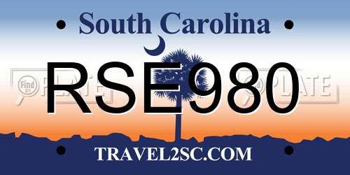 RSE980 South Carolina License Plate
