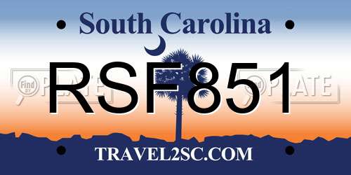 RSF851 South Carolina License Plate