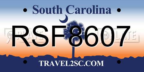 RSF8607 South Carolina License Plate