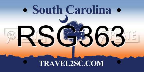 RSG363 South Carolina License Plate