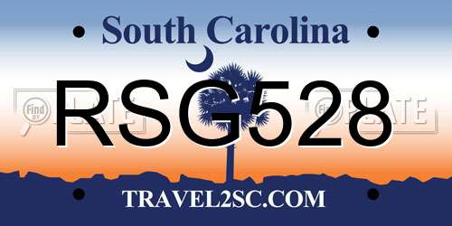 RSG528 South Carolina License Plate