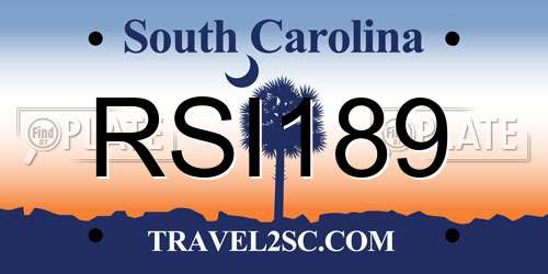 RSI189 South Carolina License Plate