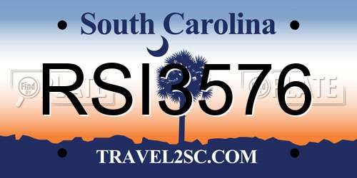 RSI3576 South Carolina License Plate