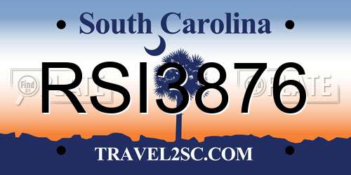 RSI3876 South Carolina License Plate