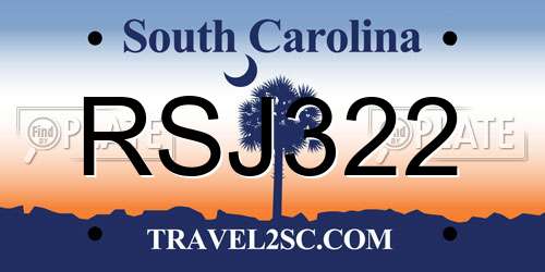 RSJ322 South Carolina License Plate