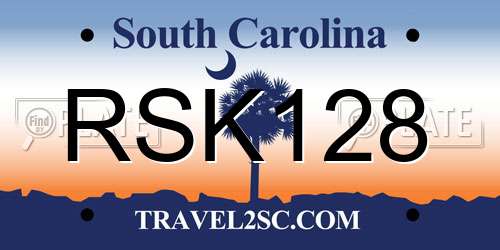 RSK128 South Carolina License Plate