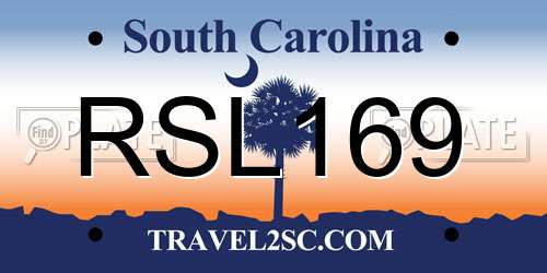 RSL169 South Carolina License Plate