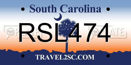 RSL474 South Carolina License Plate
