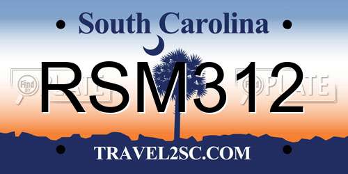 RSM312 South Carolina License Plate
