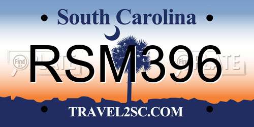 RSM396 South Carolina License Plate