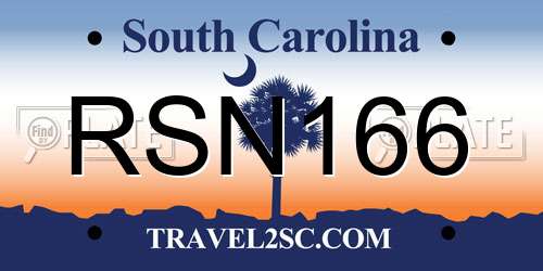 RSN166 South Carolina License Plate