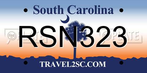 RSN323 South Carolina License Plate