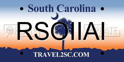RSOIIAI South Carolina License Plate