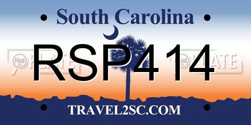 RSP414 South Carolina License Plate