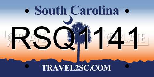 RSQ1141 South Carolina License Plate