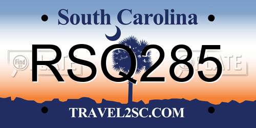 RSQ285 South Carolina License Plate