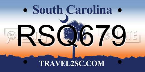 RSQ679 South Carolina License Plate