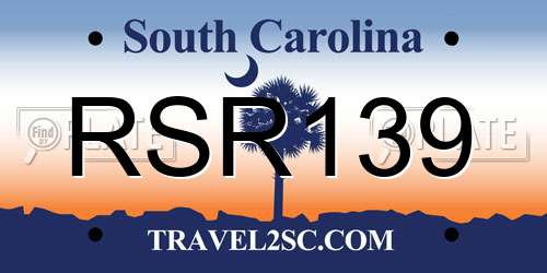 RSR139 South Carolina License Plate