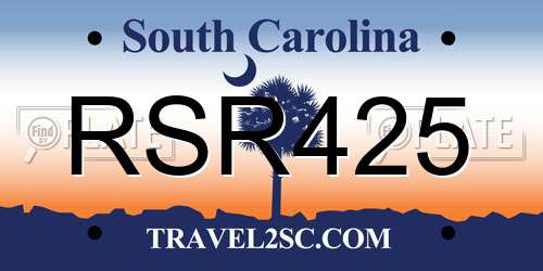RSR425 South Carolina License Plate