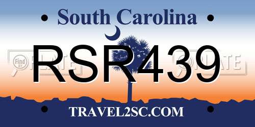 RSR439 South Carolina License Plate
