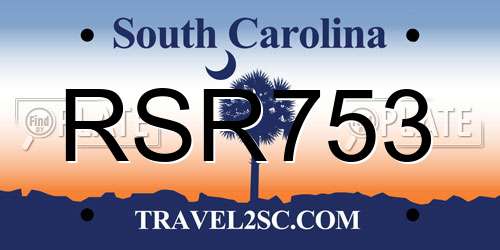 RSR753 South Carolina License Plate