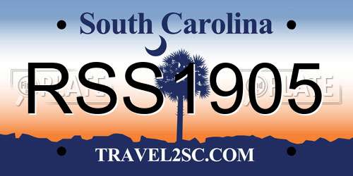 RSS1905 South Carolina License Plate