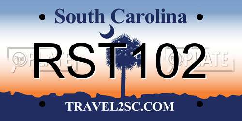RST102 South Carolina License Plate