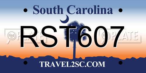 RST607 South Carolina License Plate