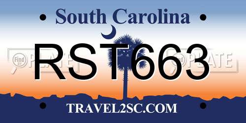 RST663 South Carolina License Plate