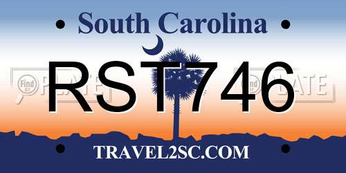 RST746 South Carolina License Plate