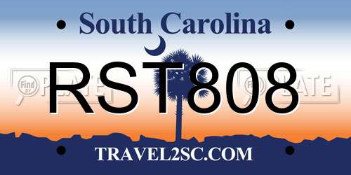 RST808 South Carolina License Plate