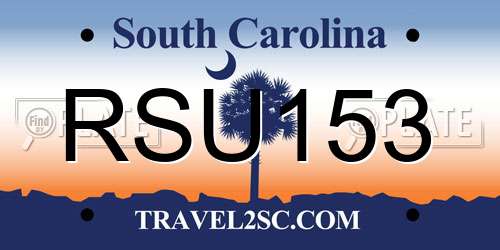 RSU153 South Carolina License Plate