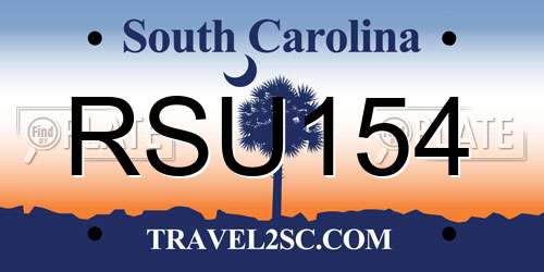 RSU154 South Carolina License Plate