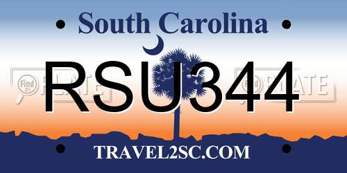 RSU344 South Carolina License Plate