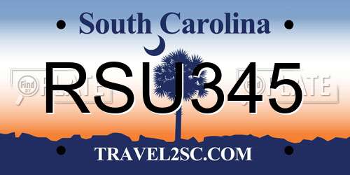 RSU345 South Carolina License Plate