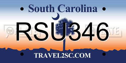 RSU346 South Carolina License Plate