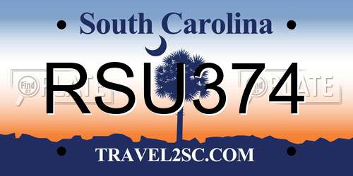 RSU374 South Carolina License Plate