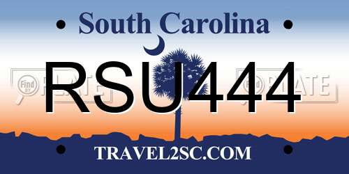 RSU444 South Carolina License Plate