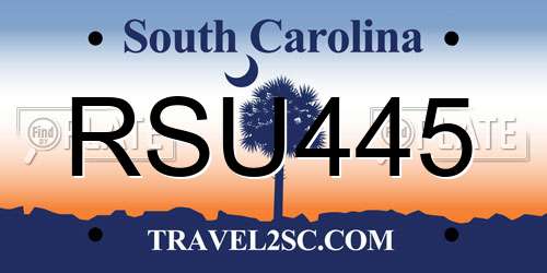 RSU445 South Carolina License Plate