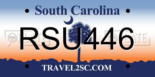 RSU446 South Carolina License Plate