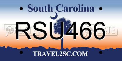 RSU466 South Carolina License Plate