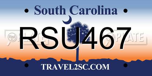 RSU467 South Carolina License Plate