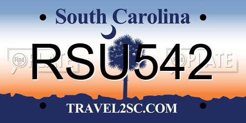 RSU542 South Carolina License Plate