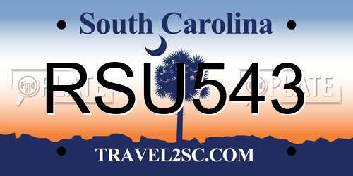 RSU543 South Carolina License Plate