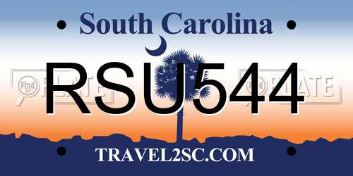 RSU544 South Carolina License Plate