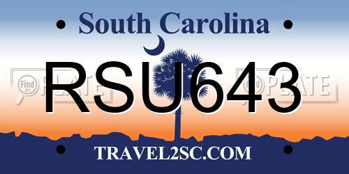RSU643 South Carolina License Plate