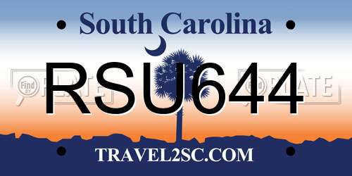 RSU644 South Carolina License Plate