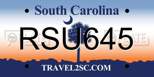 RSU645 South Carolina License Plate
