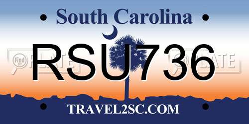 RSU736 South Carolina License Plate