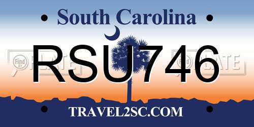 RSU746 South Carolina License Plate